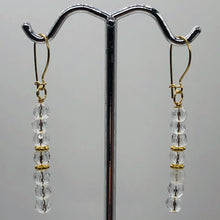 Load image into Gallery viewer, Quartz AAA Crystal 14K Gold Filled Dangle Earrings | 1 3/4&quot; Long| Clear | 1 Pair

