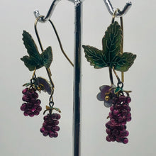 Load image into Gallery viewer, Garnet Raspberry Vermeil Sterling Silver Earrings | 1 3/4&quot; Long | Red/Green |
