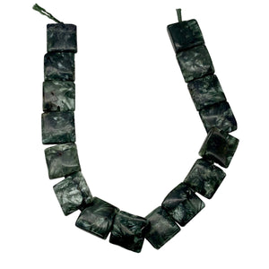 Siberia Russian Seraphinite 12x12x4mm Square Bead Half Strand | 16 Beads |