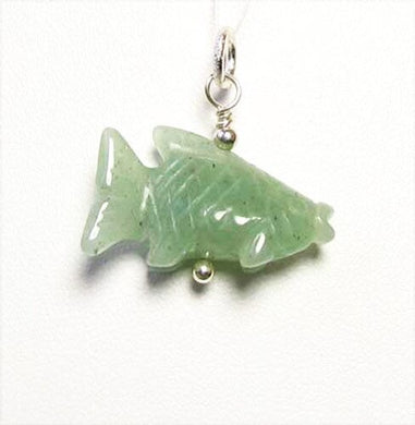 Swimmin'! Aventurine Fish Koi Sterling Silver Pendant 509265AVS - PremiumBead Primary Image 1