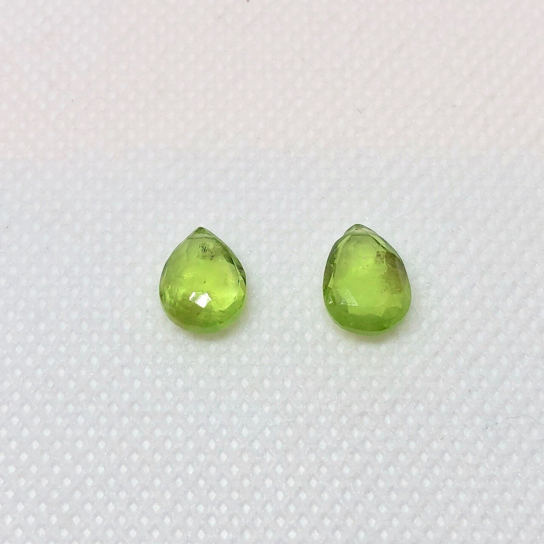 Faceted Peridot Briolette Beads - Matched Pair 6694M - PremiumBead Primary Image 1