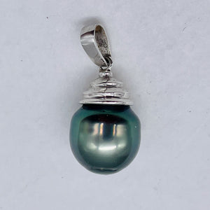 South Sea Pearl 14K White Gold Drop Pendant | 1" Long | Gray | 1 Pendant |