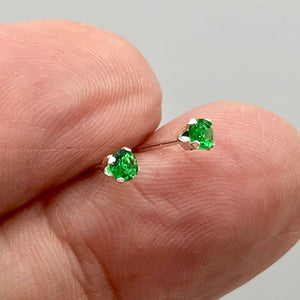 May! Round 3mm Created Green Emerald & 925 Sterling Silver Stud Earrings 10146E - PremiumBead Alternate Image 3