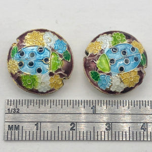 2 Cloisonne Sky Blue Ladybug Pendant 18x7mm Beads 8636F