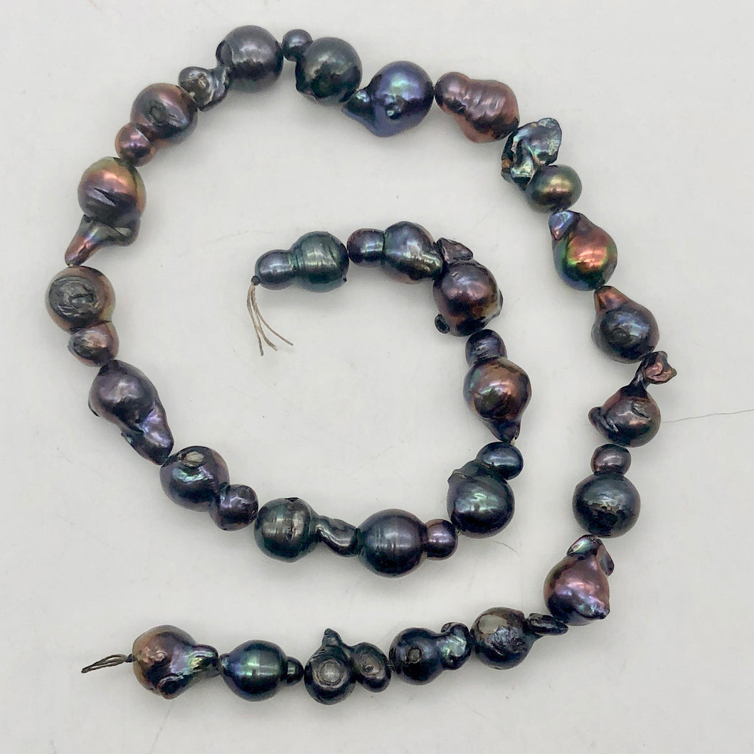 Amazing! Each Pearl one of a kind Black Peacock Fireball Pearl Strand - PremiumBead Primary Image 1