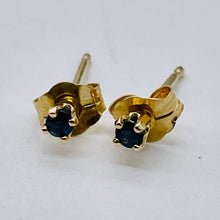 Load image into Gallery viewer, Sapphire 14K Gold 2mm Stud Round Earrings | 2mm | Blue | 1 Pair |
