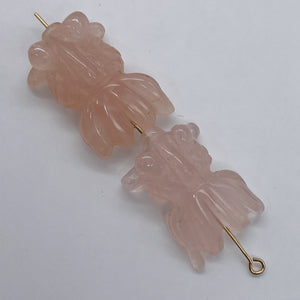 Swim 2 Carved Rose Quartz Goldfish Beads | 20x14x8mm | Pink