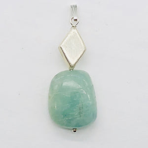 Aquamarine and Sterling Silver Drop Pendant | 1 3/4" Long | Aqua | 1 Pendant