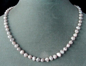 Natural Peachy/Pink Druzy Freshwater Pearl Silver 17 inch Strand Necklace 200044 - PremiumBead Alternate Image 2