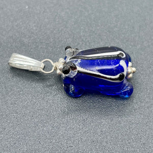 Lampwork Frog Sterling Silver Frog | 1" Long | Navy Blue | 1 Pendant