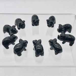 Oink 2 Carved Obsidian Pig Beads | 21x13x9.5mm | Black - PremiumBead Alternate Image 10