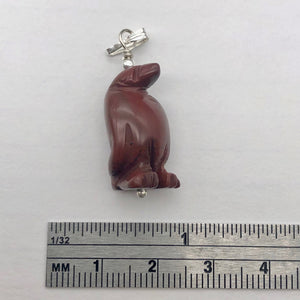 March of The Penguins Jasper Carved Bead & Silver Pendant| 1 3/8" Long| Red | - PremiumBead Alternate Image 4