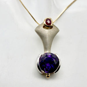 Amethyst Ruby Precious Stone Sterling Silver Pendant Necklace - PremiumBead Alternate Image 7