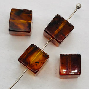 Amber Cube | 8x8mm | Red | 4 Bead