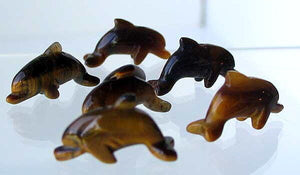 Jumping Two Carved Tigereye Dolphin Beads | 25x11x8mm | Golden Brown - PremiumBead Alternate Image 2