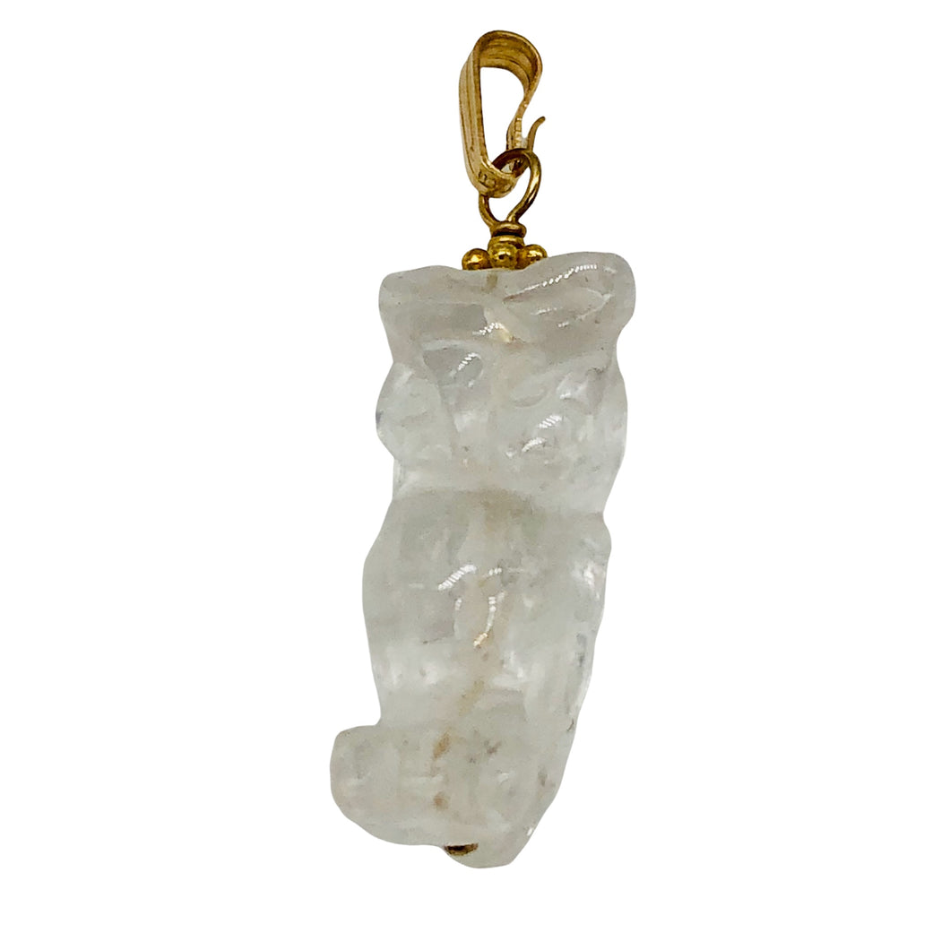 Quartz Owl Pendant Necklace | Semi Precious Stone Jewelry | 14k gf Pendant