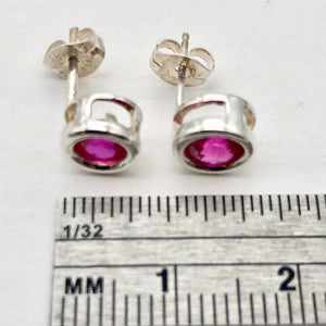 July Birthstone! Round 5mm Created Red Ruby & 925 Sterling Silver Stud Earrings - PremiumBead Alternate Image 6