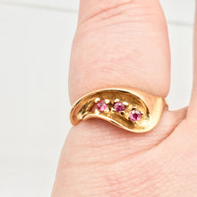Load image into Gallery viewer, Three Stone Natural Red Ruby in Solid 14Kt Yellow Gold Ring Size 6 9982x - PremiumBead Alternate Image 5
