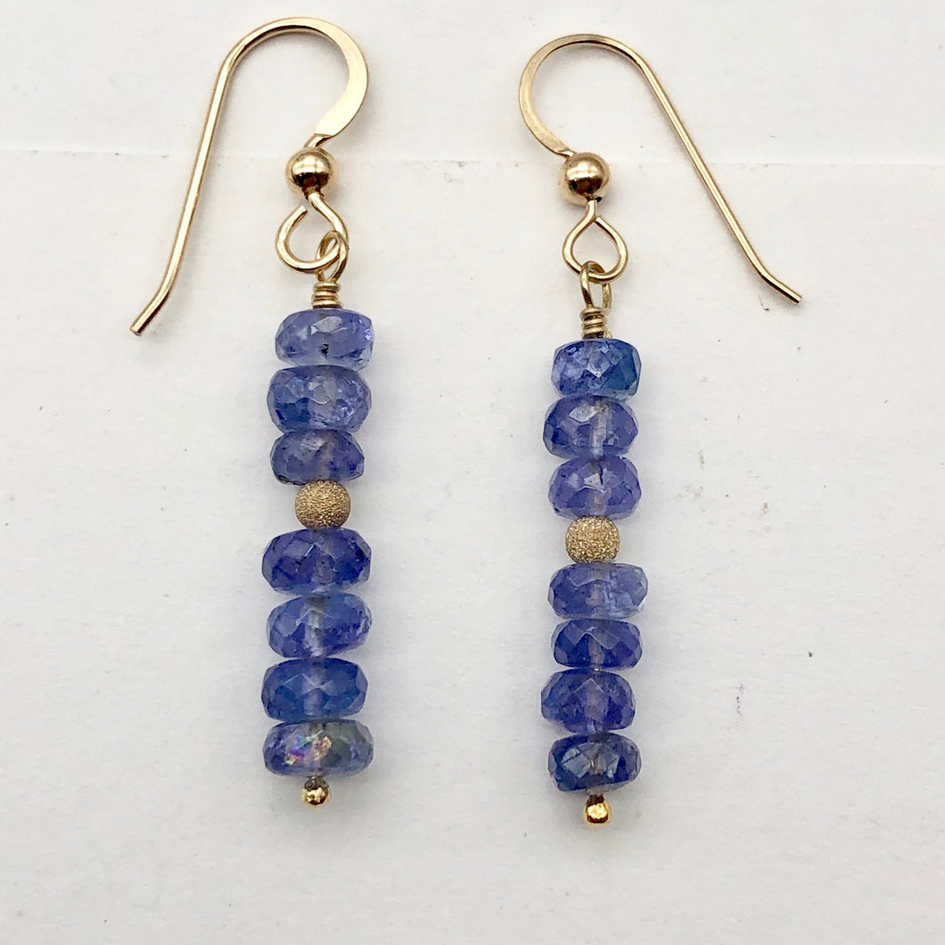 Tanzanite Faceted Roundel Bead 14K Gold Filled Earrings| 1.5