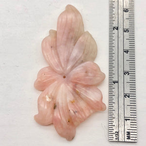 Hand Carved Amazing Pink Peruvian Opal Flower Pendant Bead | 51x31x4mm| 35cts | - PremiumBead Alternate Image 7