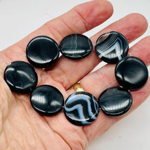 Load image into Gallery viewer, 4 Beads of Black &amp; White Sardonyx 25x6mm Coin Beads 10486
