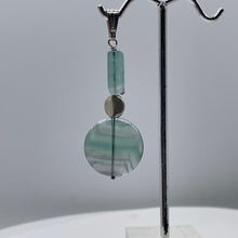 Load image into Gallery viewer, Fluorite Sterling Silver Striped Dangle Pendant | 2&quot; Long | Blue/Purple | 1 |
