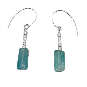 Fluorite Sterling Silver Drop/Dangle Earrings | 1 1/2" Long | Blue | 1 Pair |
