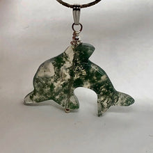 Load image into Gallery viewer, Moss Agate Dolphin Sterling Silver Pendant | 1 1/2&quot; Long | Green | 1 Pendant |
