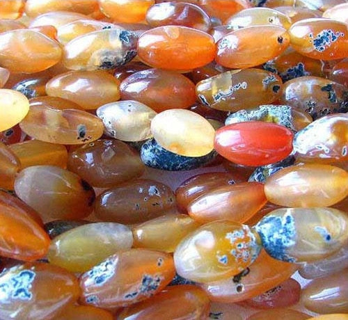 Tangerine Skies 9 Agatized Limbcast Rice Beads 8411 - PremiumBead Primary Image 1