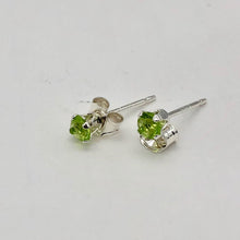 Load image into Gallery viewer, August! 3mm Created Peridot &amp; Silver Earrings 10146H - PremiumBead Alternate Image 2
