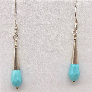 Natural Blue Turquoise and Silver Earrings |Turquoise|1.75" (long)| 307404 - PremiumBead Alternate Image 5