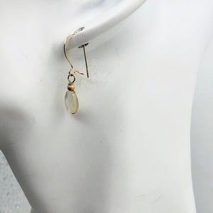Faceted Tahitian MoP Shell 14K Gold Filled Earrings with Gold Bead |1 Inch Drop|