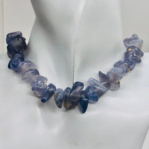Oregon Holly Blue Chalcedony Agate 87 Grams Nugget Strand| 13x7 16x11 | 58 Bead|