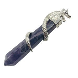 Snake Sterling Silver Fluorite Point | 2 1/4" Long | Purple/Silver | 1 Pendant |