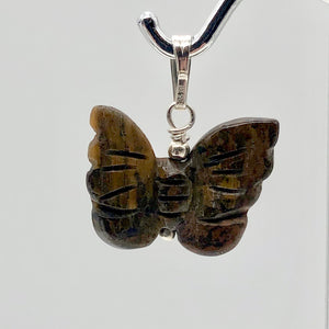 Tiger Eye Butterfly Pendant Necklace|Semi Precious Stone Jewelry|Silver Pendant - PremiumBead Alternate Image 4