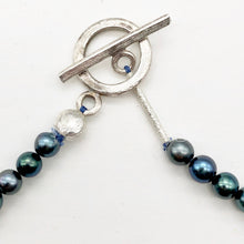 Load image into Gallery viewer, Dramatic Blue Rainbow Peacock Freshwater Pearl Sterling Silver Necklace 20 inch
