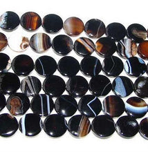 Load image into Gallery viewer, 3 Beads of Black and White Sardonyx Agate 15mm Coin Beads 8580 - PremiumBead Alternate Image 5
