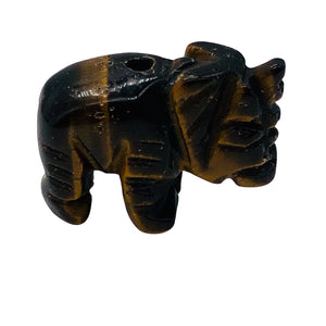 Wild 2 Hand Carved Tiger Eye Elephant Beads | 21x14.5x9mm | Bronze