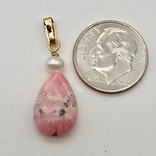Load image into Gallery viewer, Rhodochrosite and Pearl 14K Gold Filled Pendant | 1 1/8 Inch Long | - PremiumBead Alternate Image 6
