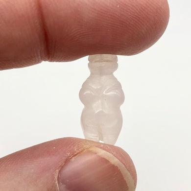 Hand Carved Rose Quartz Goddess of Willendorf Figurine | 20x9x7mm | Pink - PremiumBead Primary Image 1