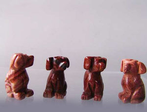Faithful 2 Brecciated Jasper Hand Carved Dog Beads | 22x15x15mm | Red - PremiumBead Alternate Image 2