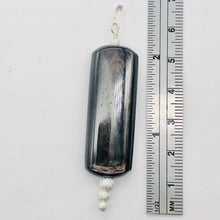 Load image into Gallery viewer, Hypersthene, Flat Rounded Rectangle Dangle Pendant| 2 1/2 &#39; Long | Black/Silver|
