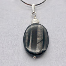 Load image into Gallery viewer, Hypersthene Sterling Silver Pendant |1 3/4 inch long | Silver-black | Oval | - PremiumBead Alternate Image 6
