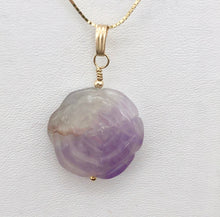 Load image into Gallery viewer, Semi Precious Stone Jewelry Carved Rose Pendant Necklace of Amethyst/Gold - PremiumBead Primary Image 1
