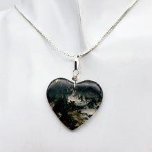 Load image into Gallery viewer, Limbcast Agate Agate Valentine Heart Silver Pendant | 30x26x2mm | Moss Green | - PremiumBead Alternate Image 2
