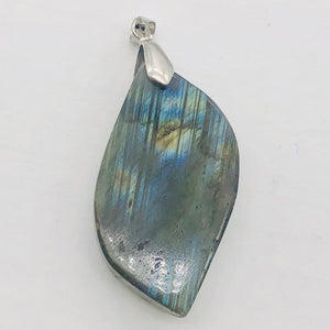 Labradorite Sterling Silver Natural | 1 1/2" Long | Blue Rivers | 1 Pendant |