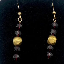 Load image into Gallery viewer, 14K Gold Filled Faceted Rhodolite Garnet Earrings | 1 3/4 inches long |
