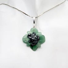 Load image into Gallery viewer, Ribbit Hematite Frog On Aventurine Lily Pad Stering Silver Pendant| 1 5/8&quot; Long|
