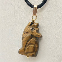 Load image into Gallery viewer, Tiger&#39;s Eye Wolf Pendant Necklace | Semi Precious Stone Jewelry | 14k Pendant
