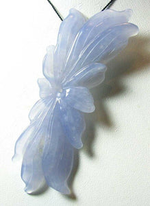 106cts Exquistely Hand Carved Blue Chalcedony Flower Bead 009850H - PremiumBead Alternate Image 2